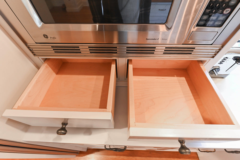 Traditional Large White Kitchen with Island, Desk Area & Appliances