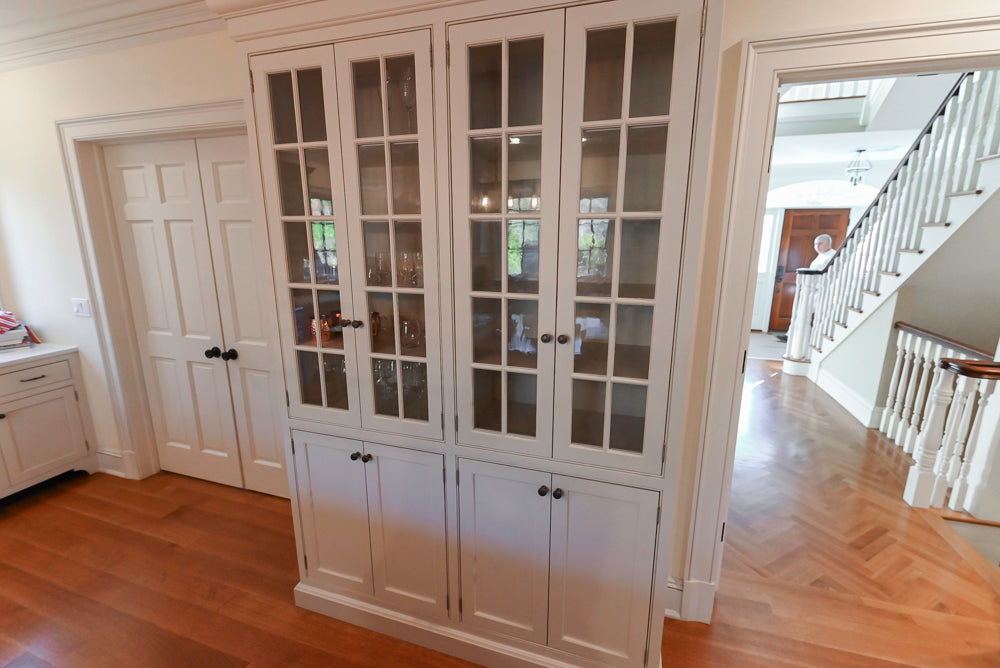 Traditional Large White Kitchen with Island, Desk Area & Appliances