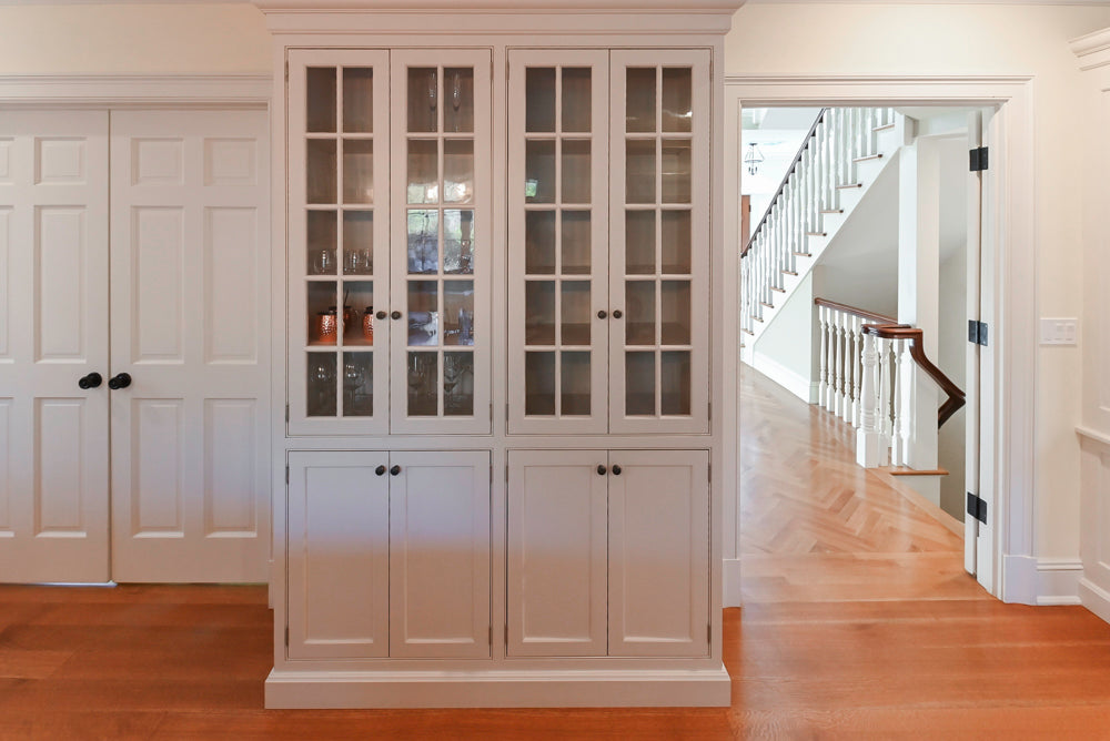 Traditional Large White Kitchen with Island, Desk Area & Appliances