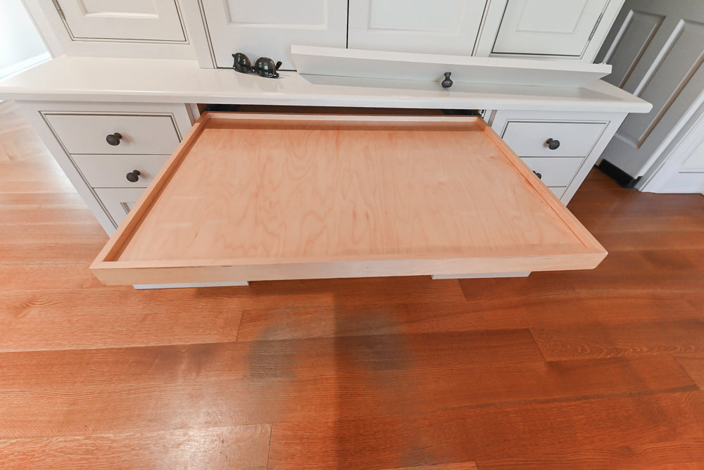 Traditional Large White Kitchen with Island, Desk Area & Appliances