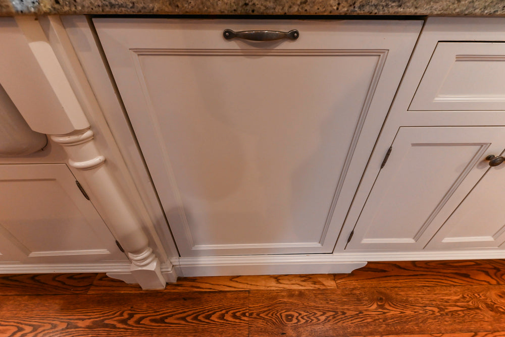 Traditional White Kitchen with Chestnut Brown Island, Desk Area & Appliances