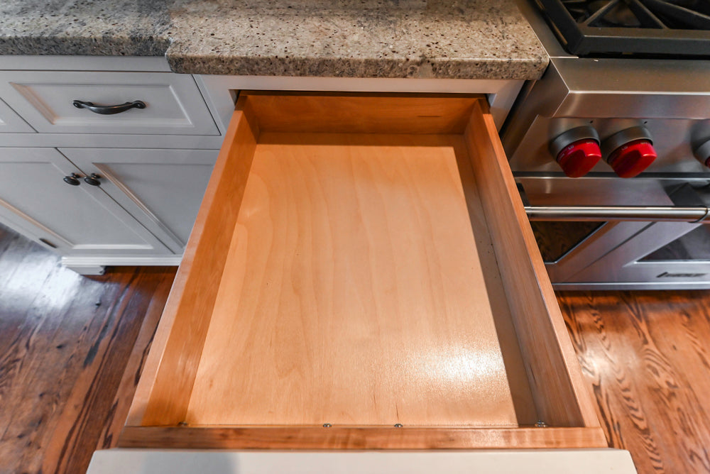 Traditional White Kitchen with Chestnut Brown Island, Desk Area & Appliances