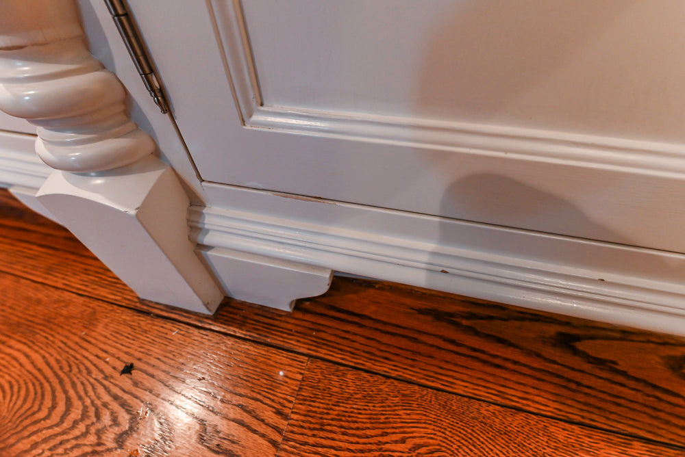 Traditional White Kitchen with Chestnut Brown Island, Desk Area & Appliances