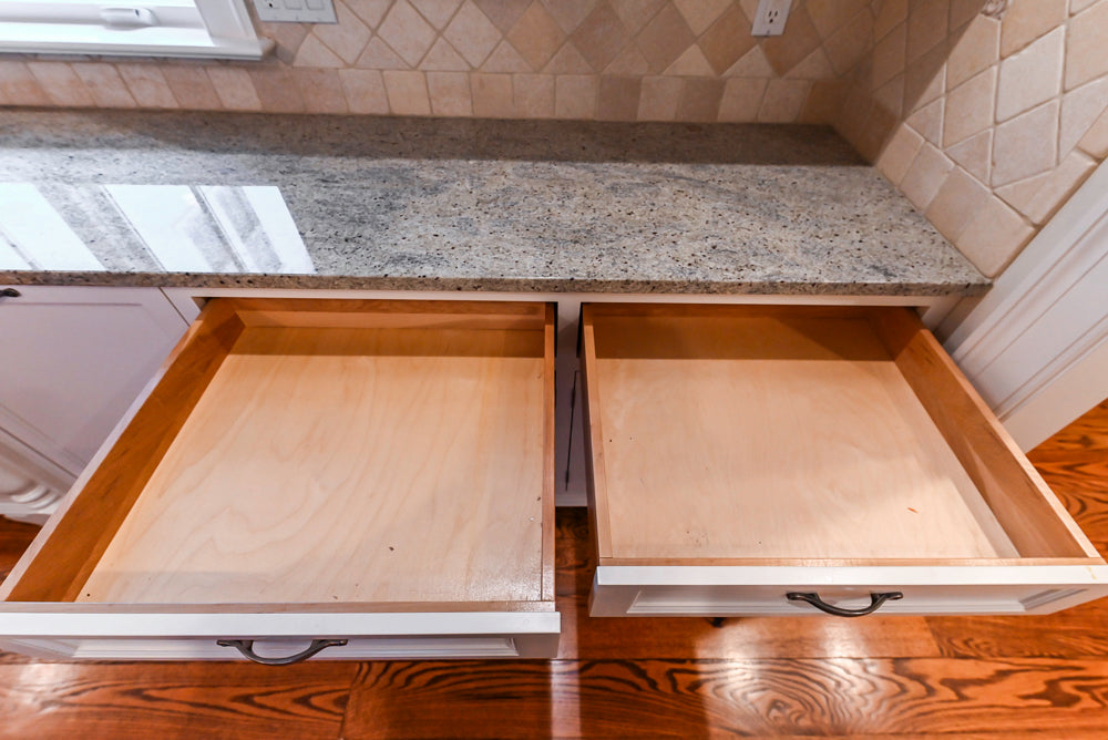Traditional White Kitchen with Chestnut Brown Island, Desk Area & Appliances