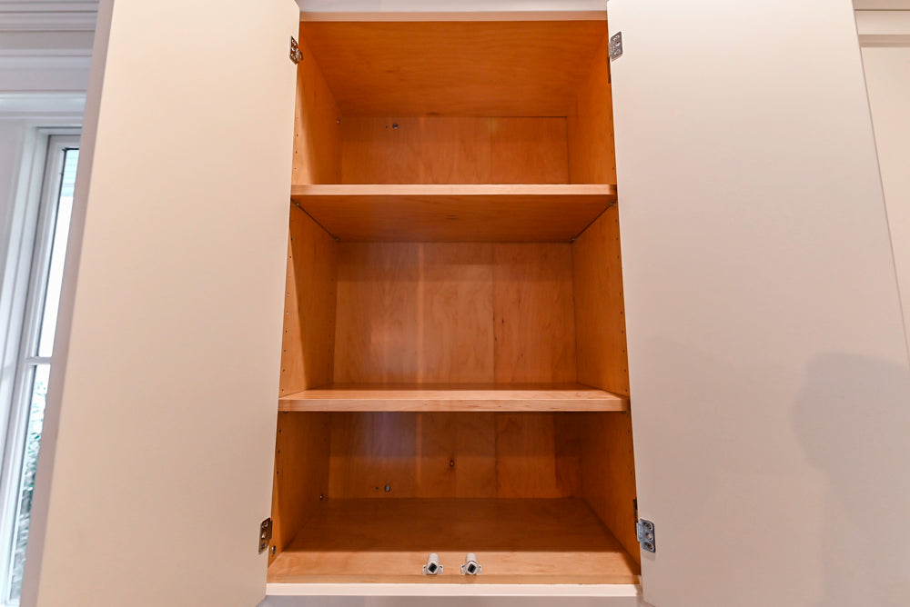 Traditional White Kitchen with Chestnut Brown Island, Desk Area & Appliances
