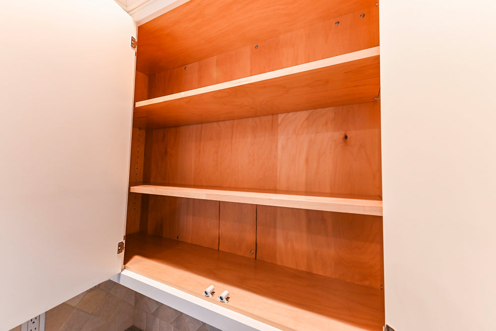 Traditional White Kitchen with Chestnut Brown Island, Desk Area & Appliances