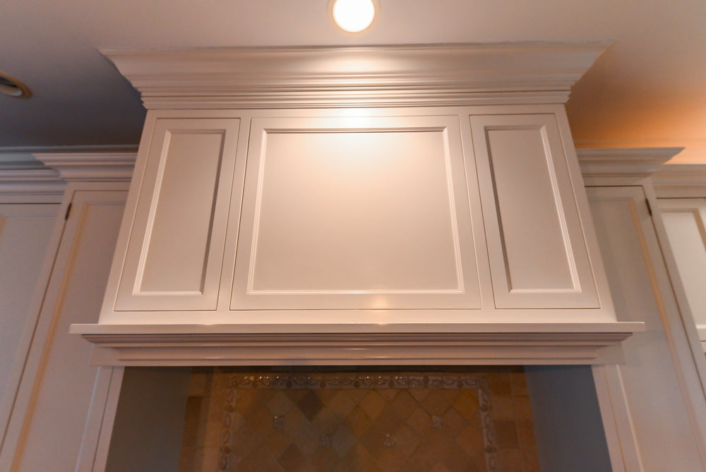 Traditional White Kitchen with Chestnut Brown Island, Desk Area & Appliances