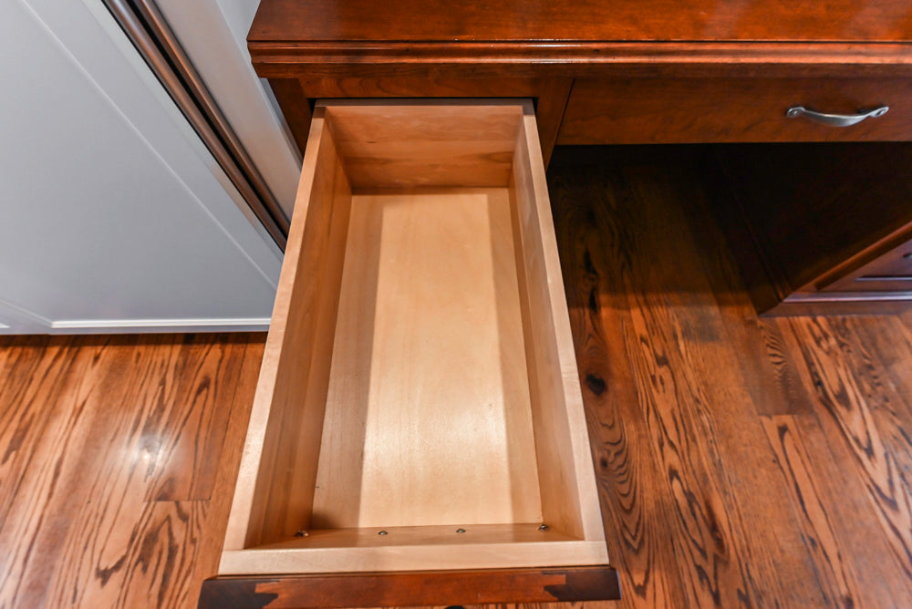Traditional White Kitchen with Chestnut Brown Island, Desk Area & Appliances