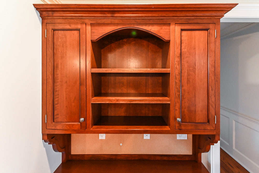 Traditional White Kitchen with Chestnut Brown Island, Desk Area & Appliances
