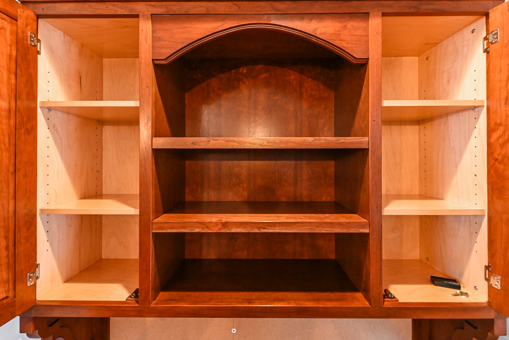 Traditional White Kitchen with Chestnut Brown Island, Desk Area & Appliances