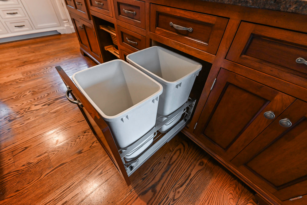 Traditional White Kitchen with Chestnut Brown Island, Desk Area & Appliances