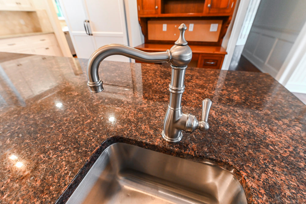 Traditional White Kitchen with Chestnut Brown Island, Desk Area & Appliances