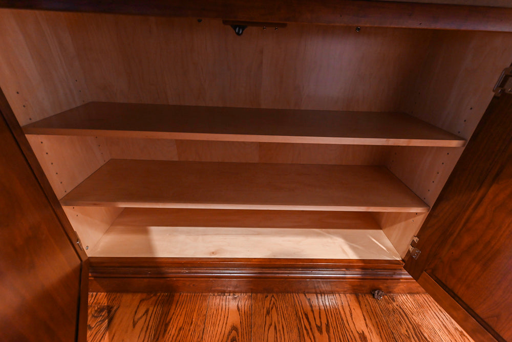 Traditional White Kitchen with Chestnut Brown Island, Desk Area & Appliances