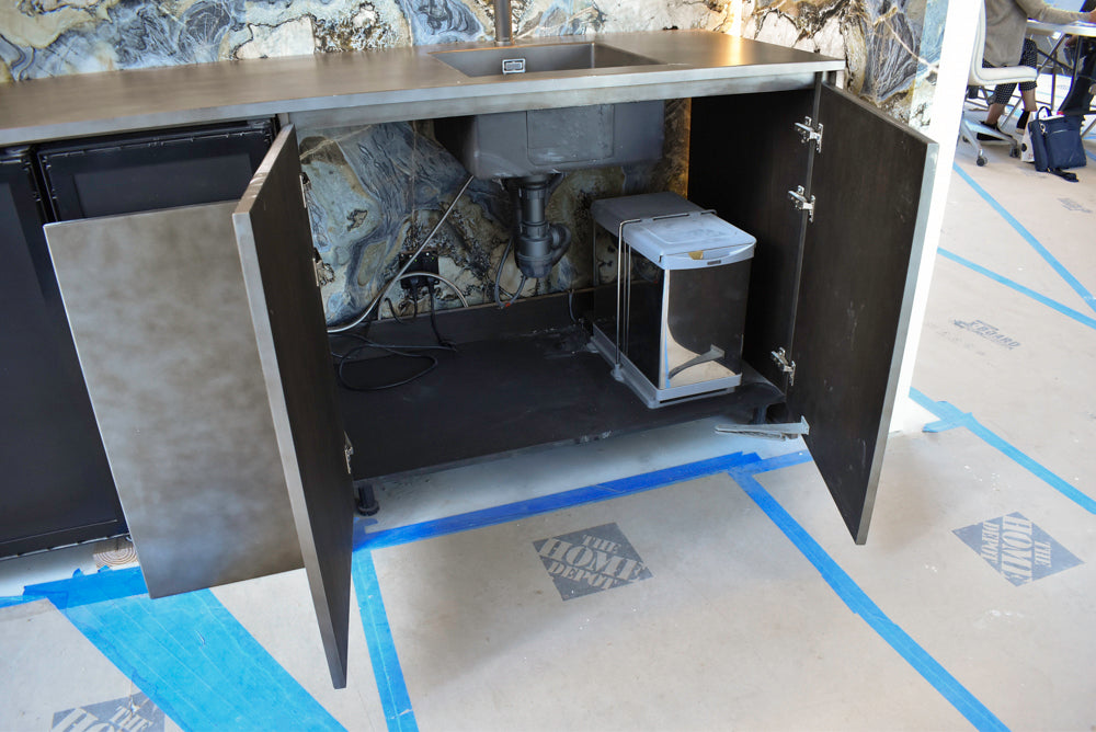 Arditi Collection Modern Brown Washed Wet Bar with Metal Countertop