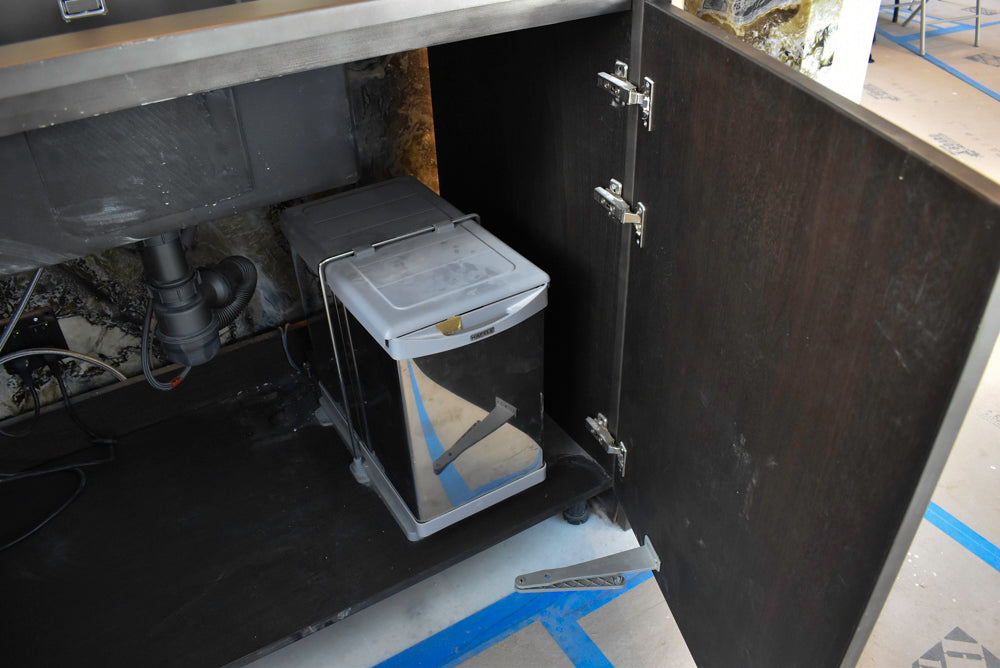 Arditi Collection Modern Brown Washed Wet Bar with Metal Countertop