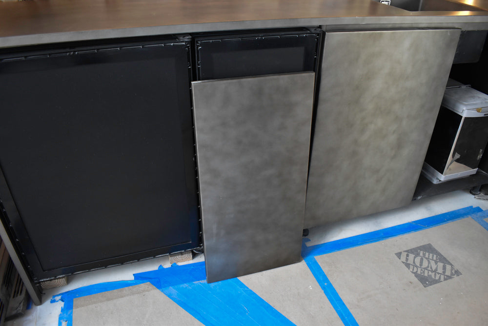 Arditi Collection Modern Brown Washed Wet Bar with Metal Countertop