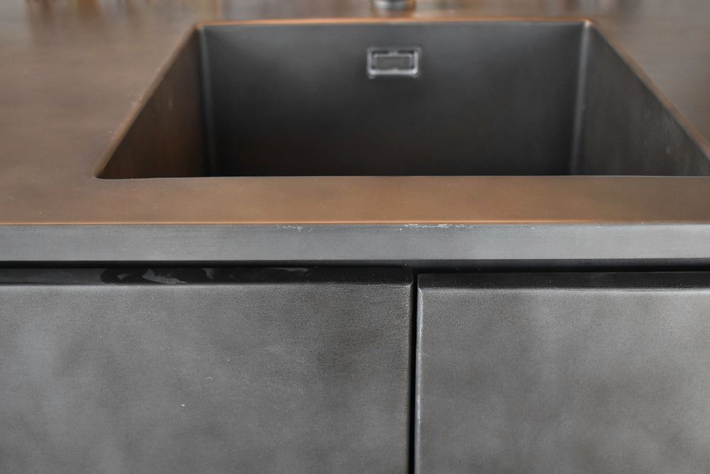 Arditi Collection Modern Brown Washed Wet Bar with Metal Countertop