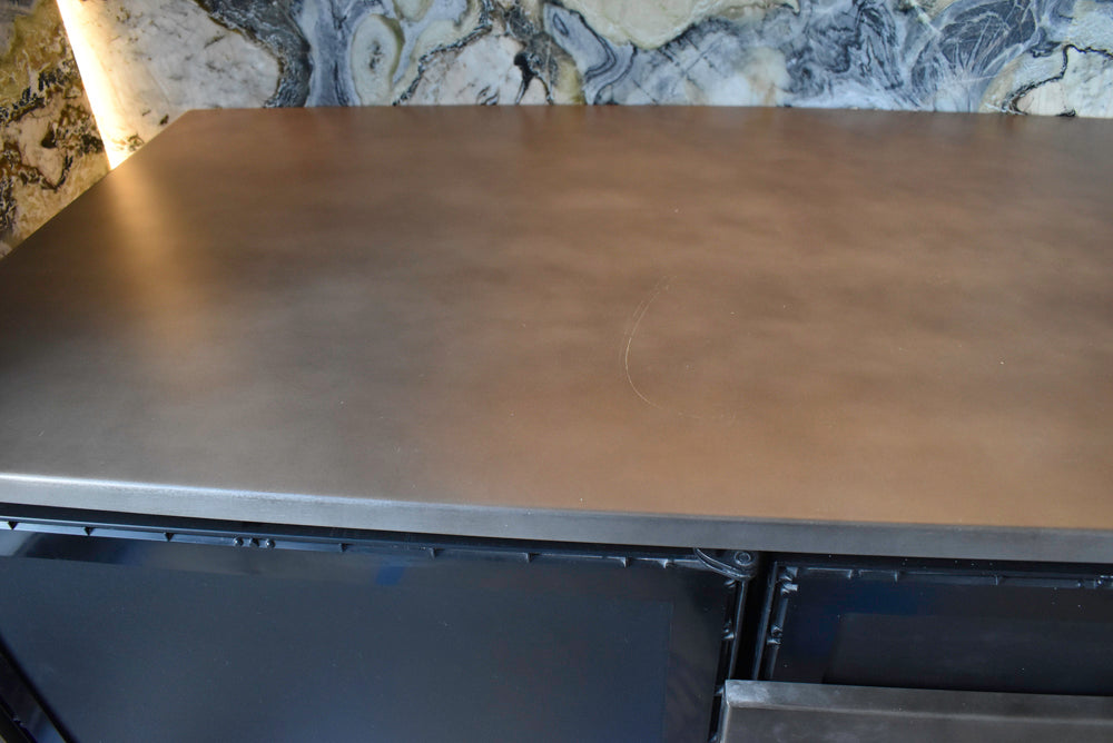 Arditi Collection Modern Brown Washed Wet Bar with Metal Countertop