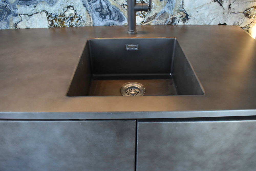 Arditi Collection Modern Brown Washed Wet Bar with Metal Countertop