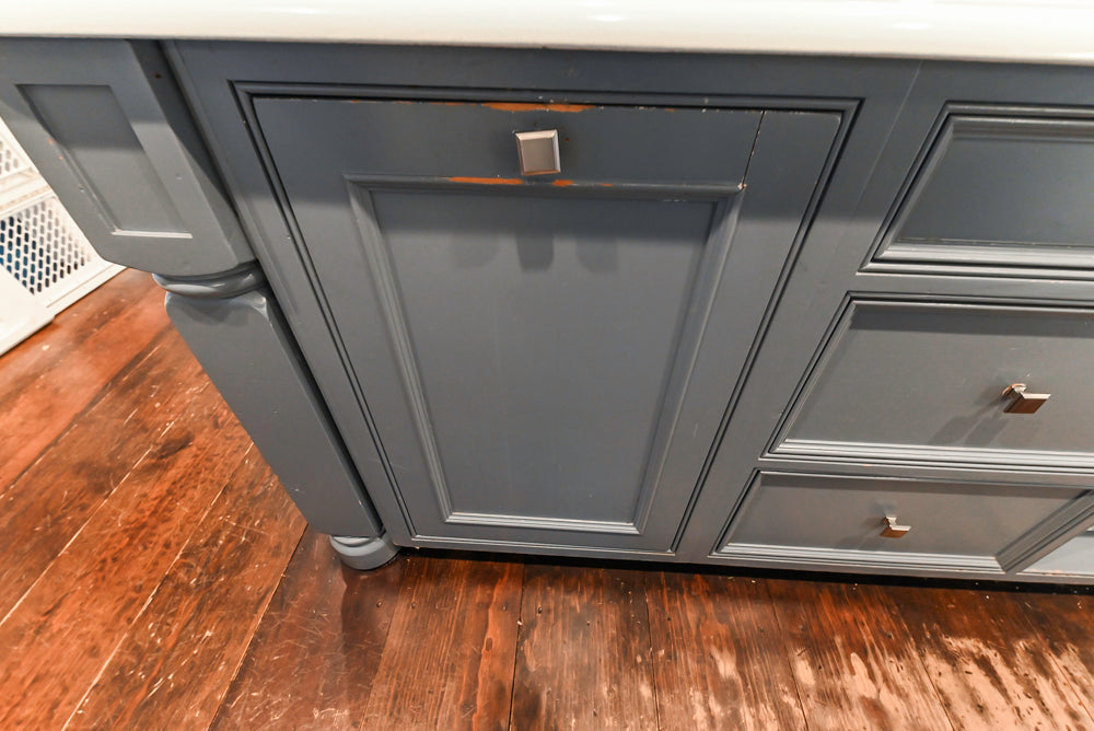 Craft-Maid Custom Cabinetry Traditional White Kitchen with Grey Island and Appliances