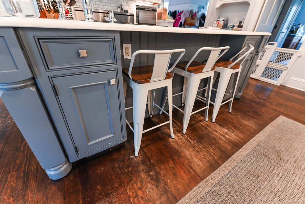 Craft-Maid Custom Cabinetry Traditional White Kitchen with Grey Island and Appliances