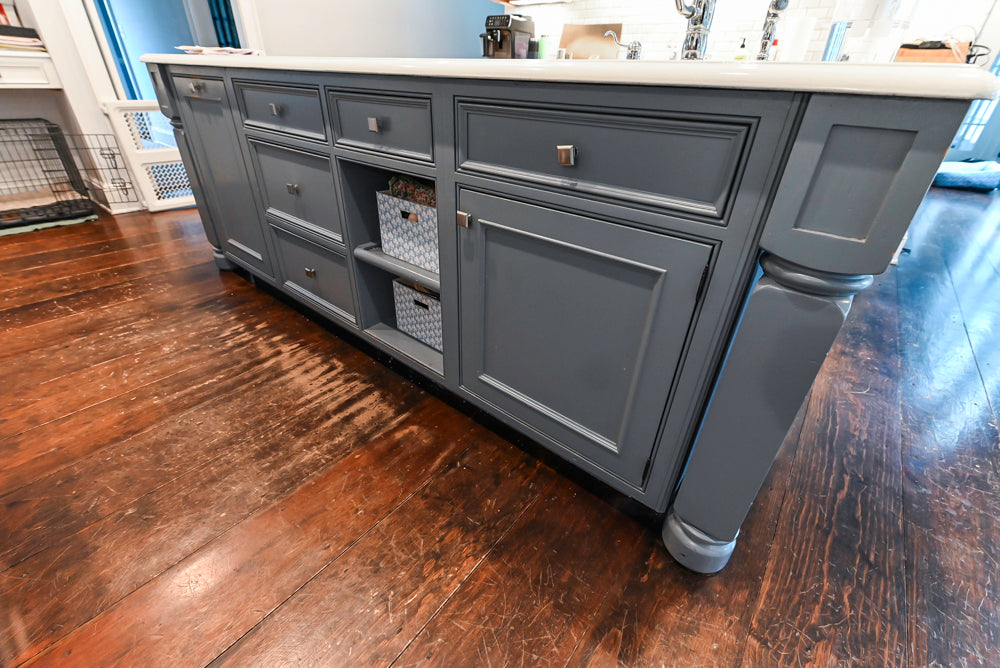 Craft-Maid Custom Cabinetry Traditional White Kitchen with Grey Island and Appliances