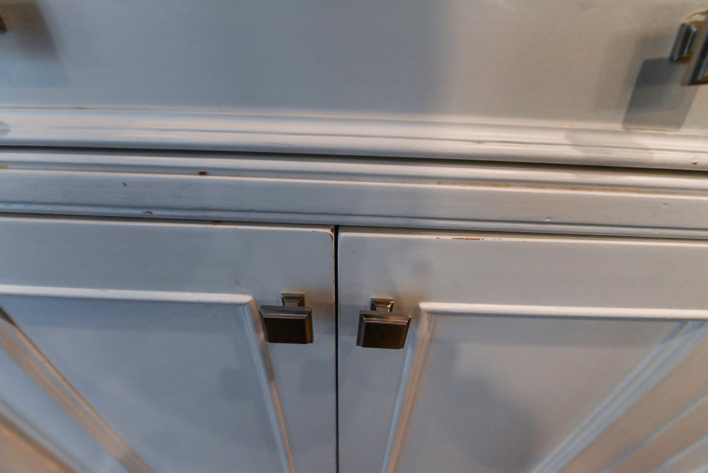 Craft-Maid Custom Cabinetry Traditional White Kitchen with Grey Island and Appliances