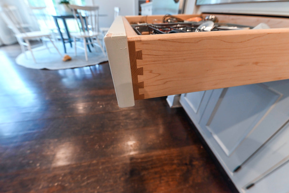 Craft-Maid Custom Cabinetry Traditional White Kitchen with Grey Island and Appliances