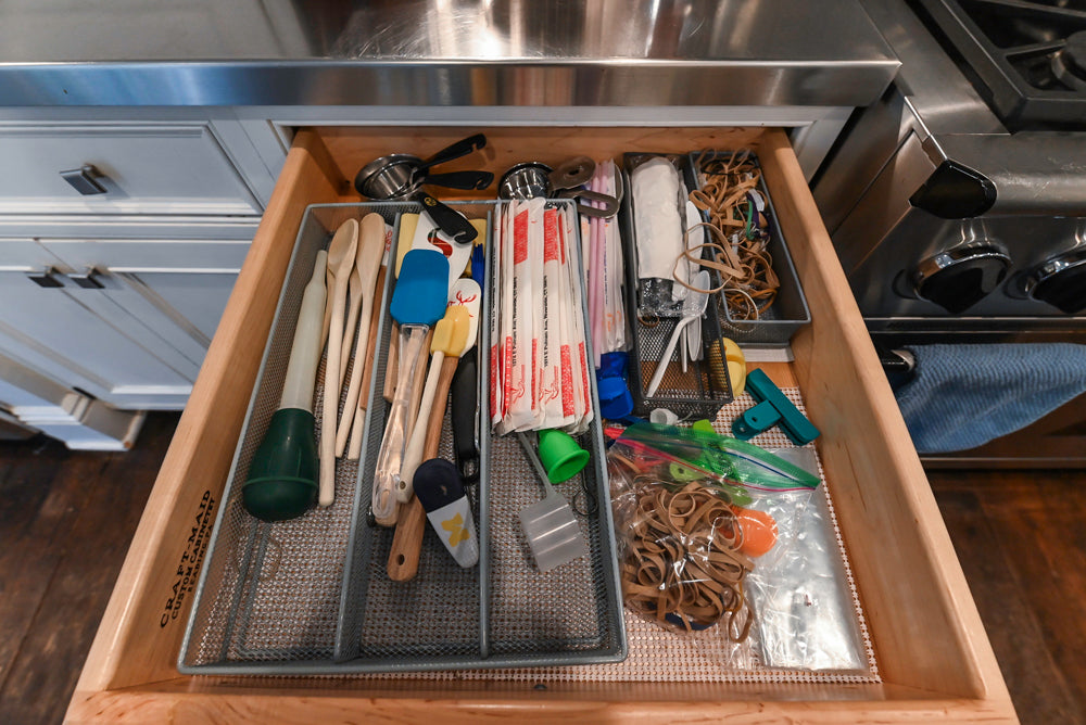 Craft-Maid Custom Cabinetry Traditional White Kitchen with Grey Island and Appliances
