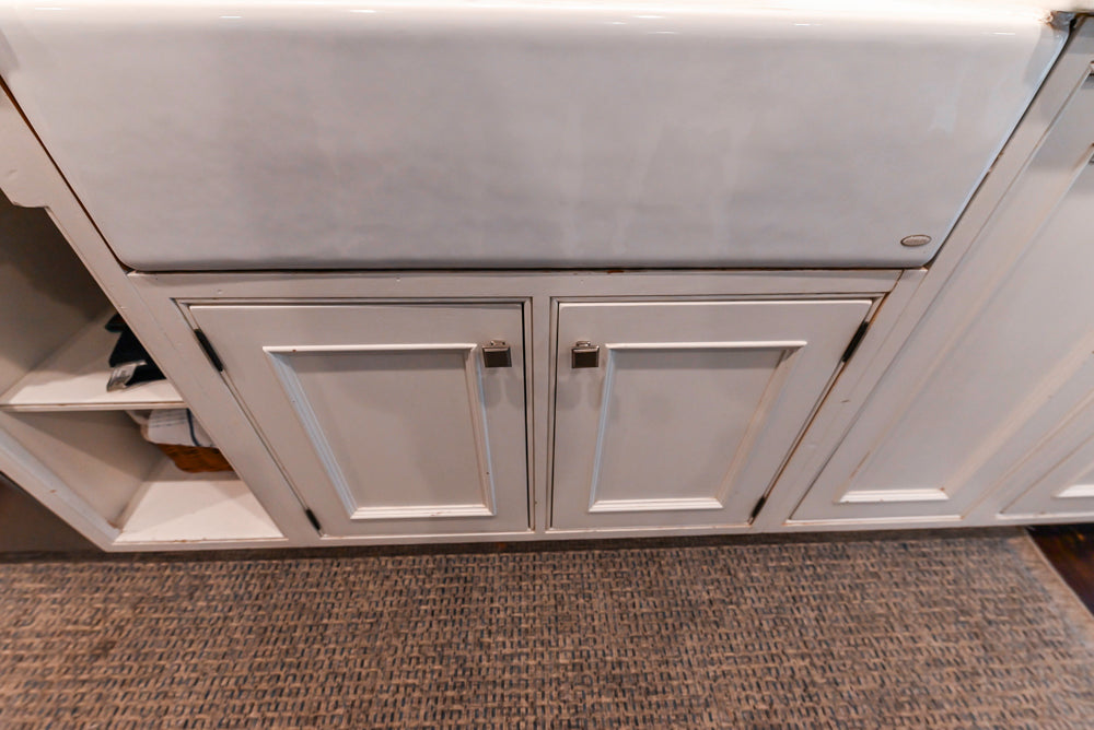 Craft-Maid Custom Cabinetry Traditional White Kitchen with Grey Island and Appliances