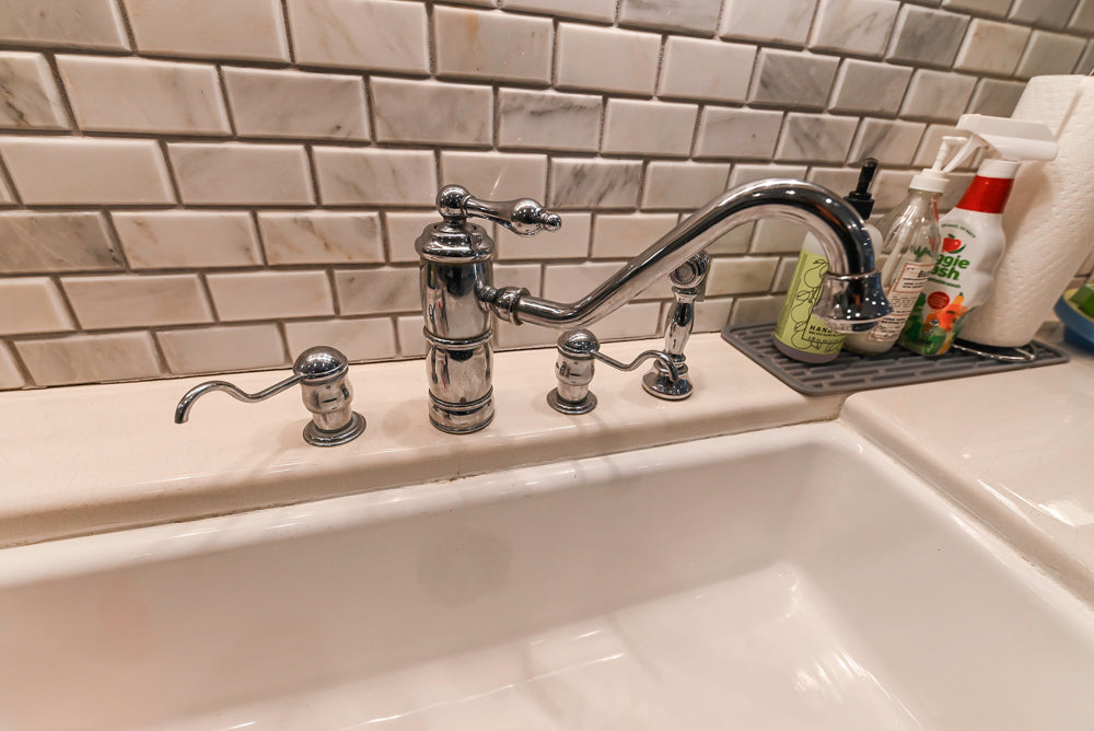 Craft-Maid Custom Cabinetry Traditional White Kitchen with Grey Island and Appliances