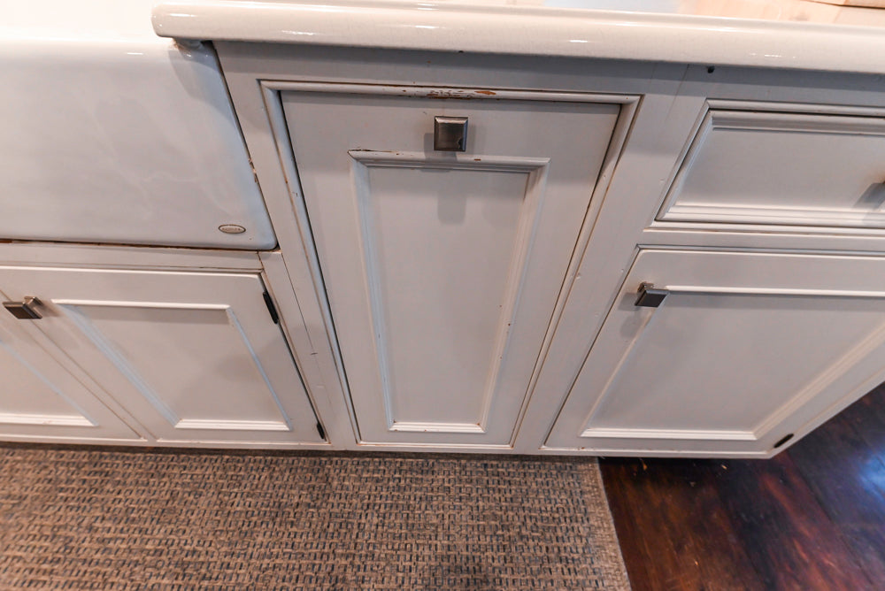 Craft-Maid Custom Cabinetry Traditional White Kitchen with Grey Island and Appliances