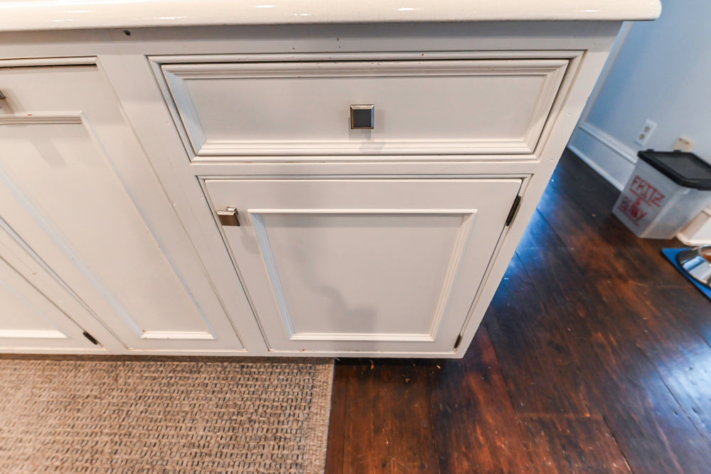 Craft-Maid Custom Cabinetry Traditional White Kitchen with Grey Island and Appliances