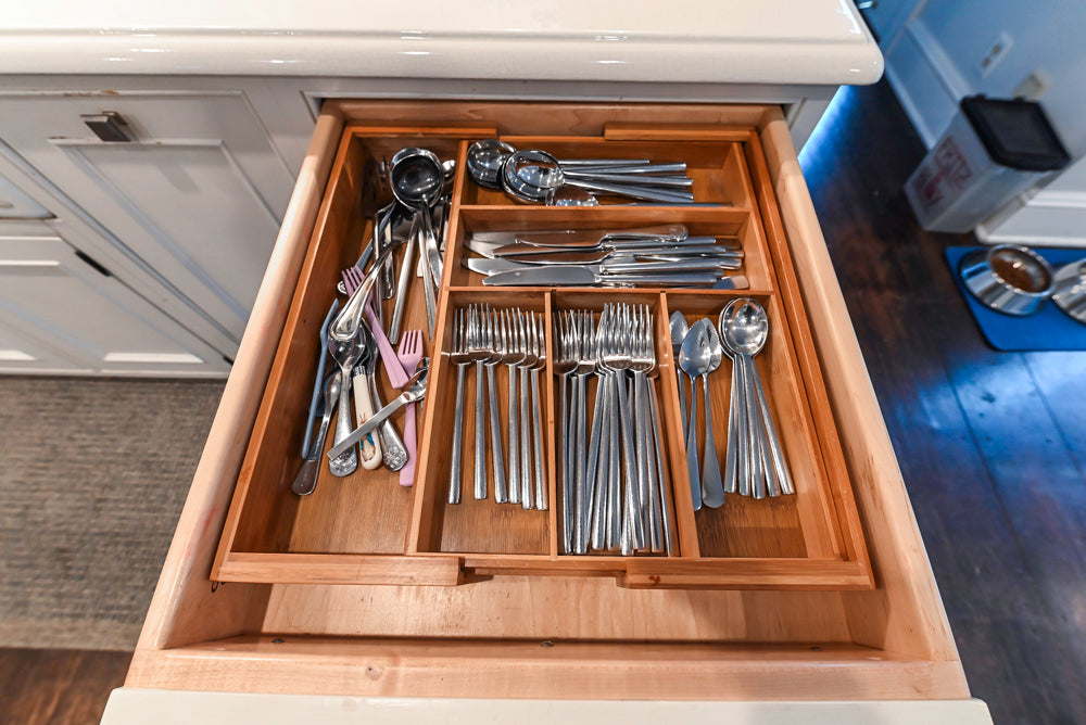 Craft-Maid Custom Cabinetry Traditional White Kitchen with Grey Island and Appliances