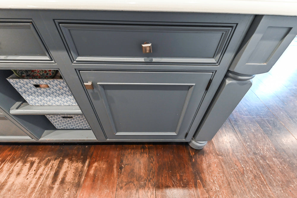 Craft-Maid Custom Cabinetry Traditional White Kitchen with Grey Island and Appliances