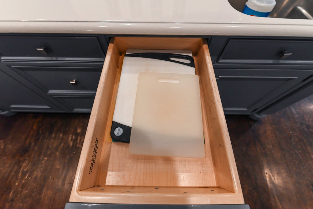 Craft-Maid Custom Cabinetry Traditional White Kitchen with Grey Island and Appliances