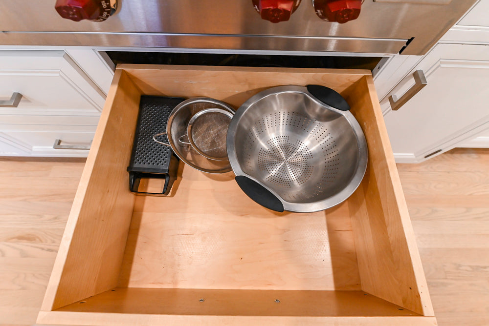 Traditional White Kitchen with Island, Granite Countertops & High-End Appliances