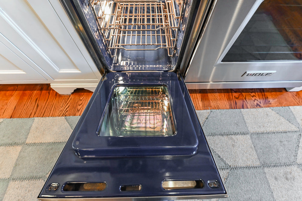 Traditional White Kitchen with Marble Top Island, Desk Area & Luxe Appliances