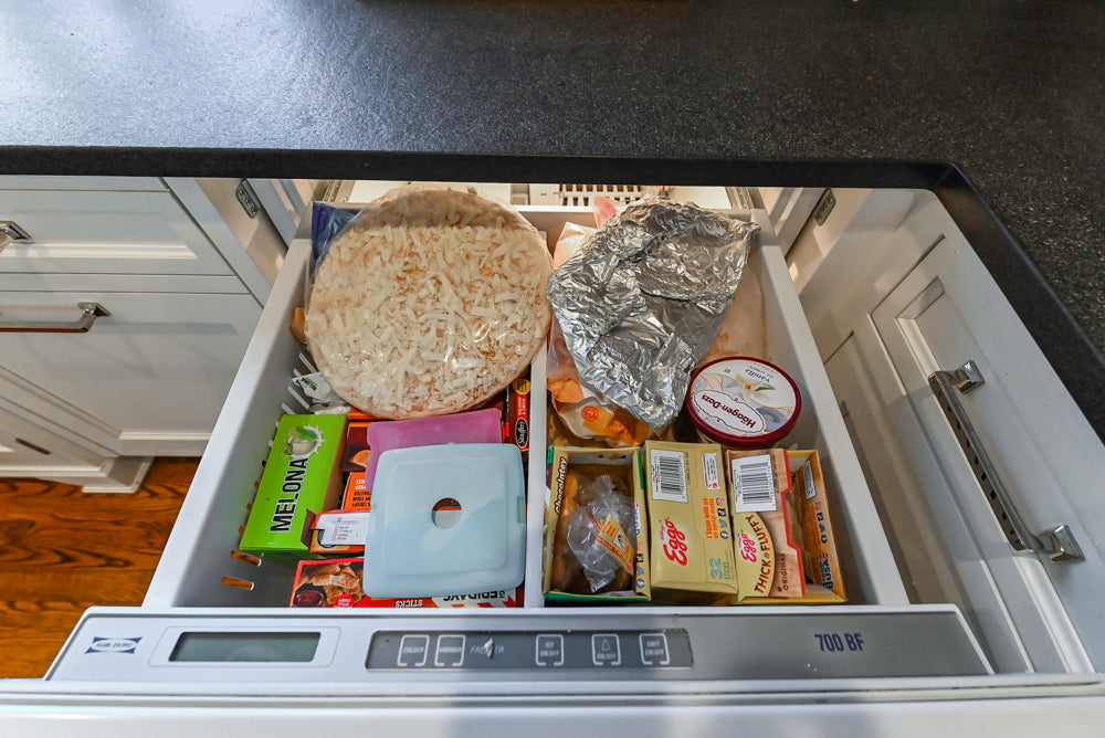 Traditional White Kitchen with Marble Top Island, Desk Area & Luxe Appliances