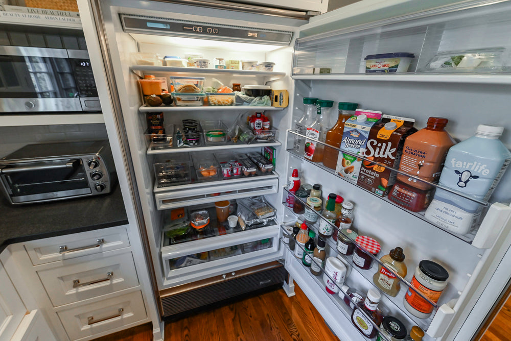 Traditional White Kitchen with Marble Top Island, Desk Area & Luxe Appliances