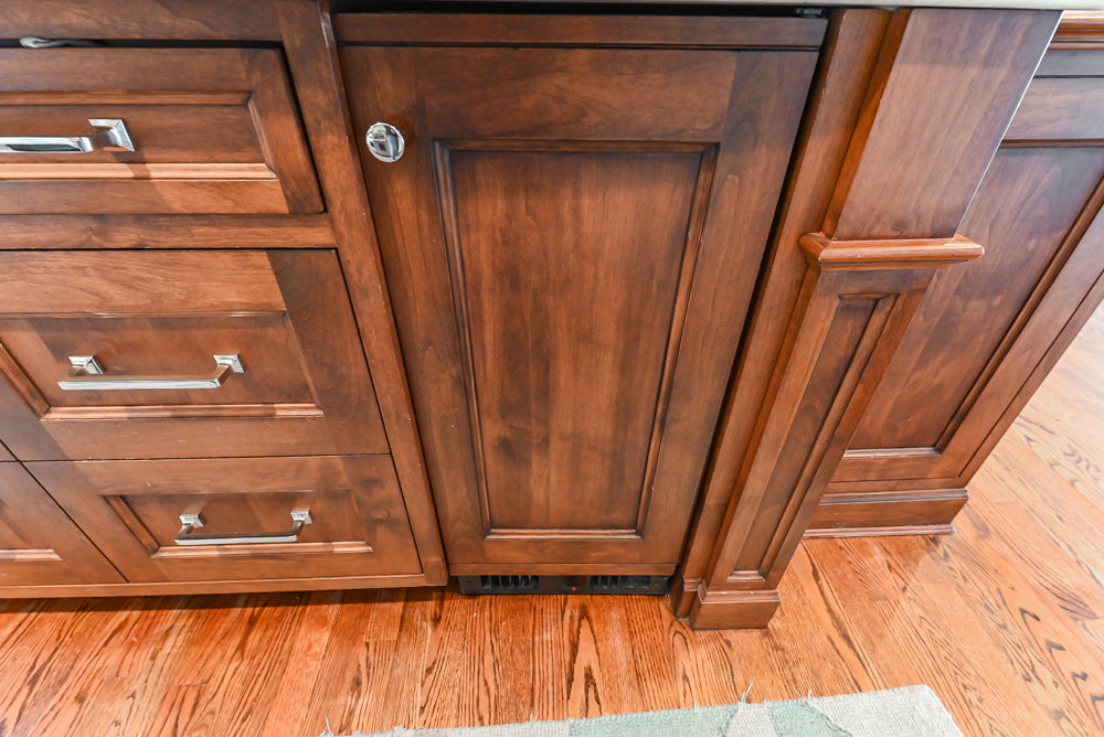 Traditional White Kitchen with Marble Top Island, Desk Area & Luxe Appliances