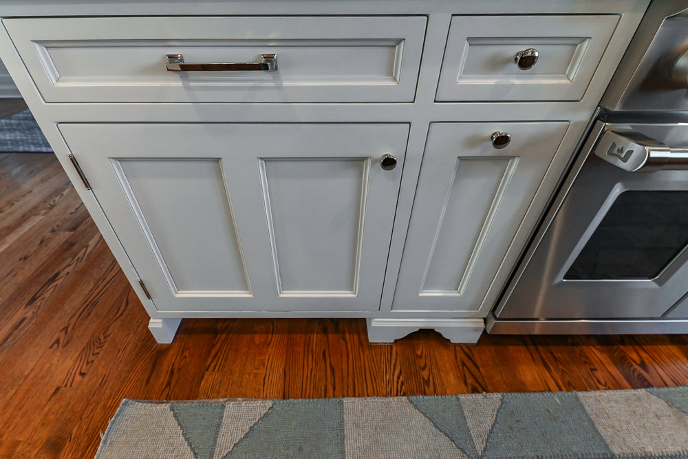Traditional White Kitchen with Marble Top Island, Desk Area & Luxe Appliances