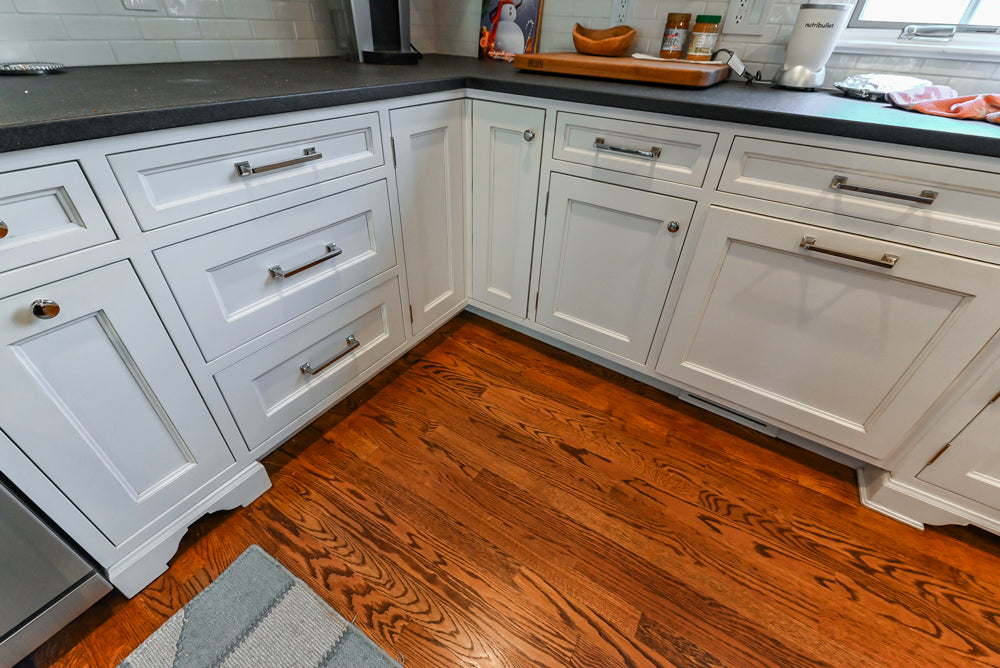 Traditional White Kitchen with Marble Top Island, Desk Area & Luxe Appliances
