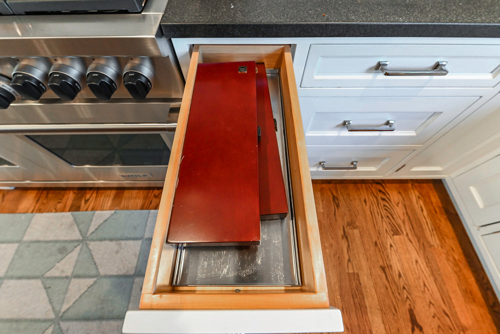 Traditional White Kitchen with Marble Top Island, Desk Area & Luxe Appliances