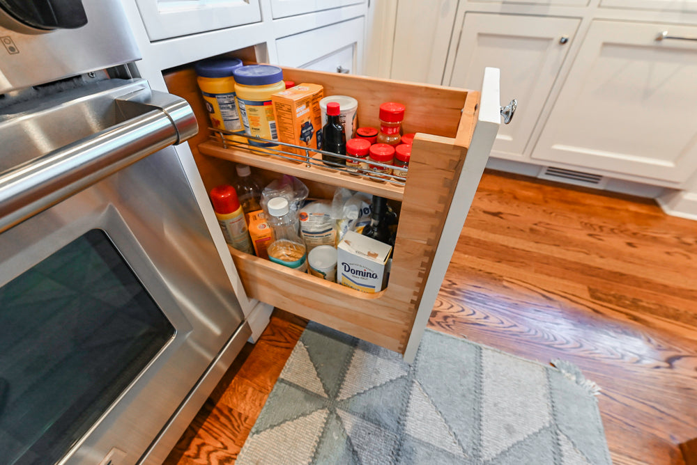 Traditional White Kitchen with Marble Top Island, Desk Area & Luxe Appliances