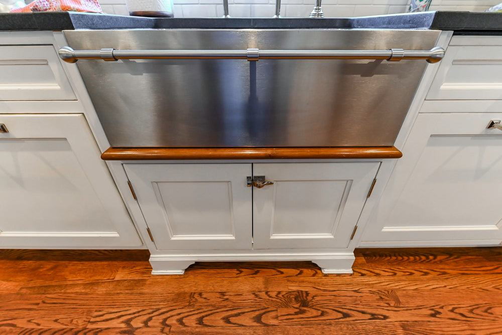 Traditional White Kitchen with Marble Top Island, Desk Area & Luxe Appliances