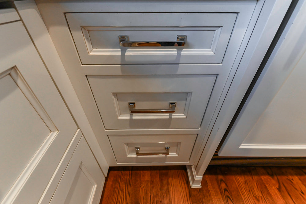 Traditional White Kitchen with Marble Top Island, Desk Area & Luxe Appliances