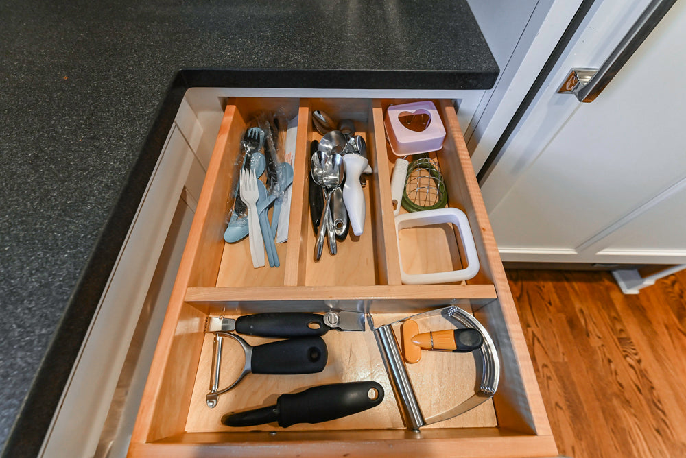 Traditional White Kitchen with Marble Top Island, Desk Area & Luxe Appliances
