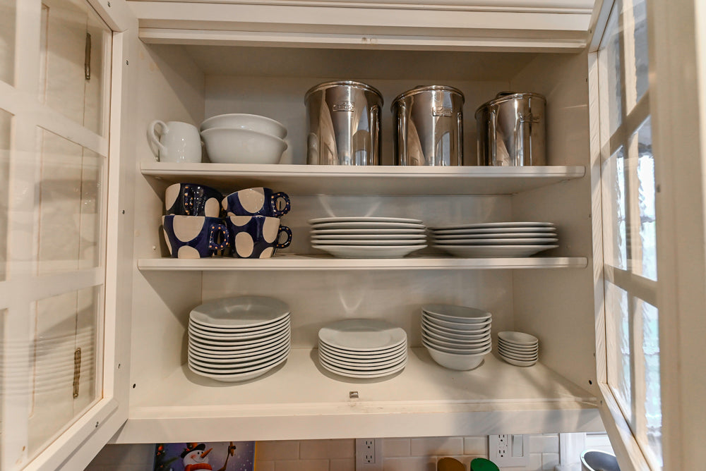 Traditional White Kitchen with Marble Top Island, Desk Area & Luxe Appliances