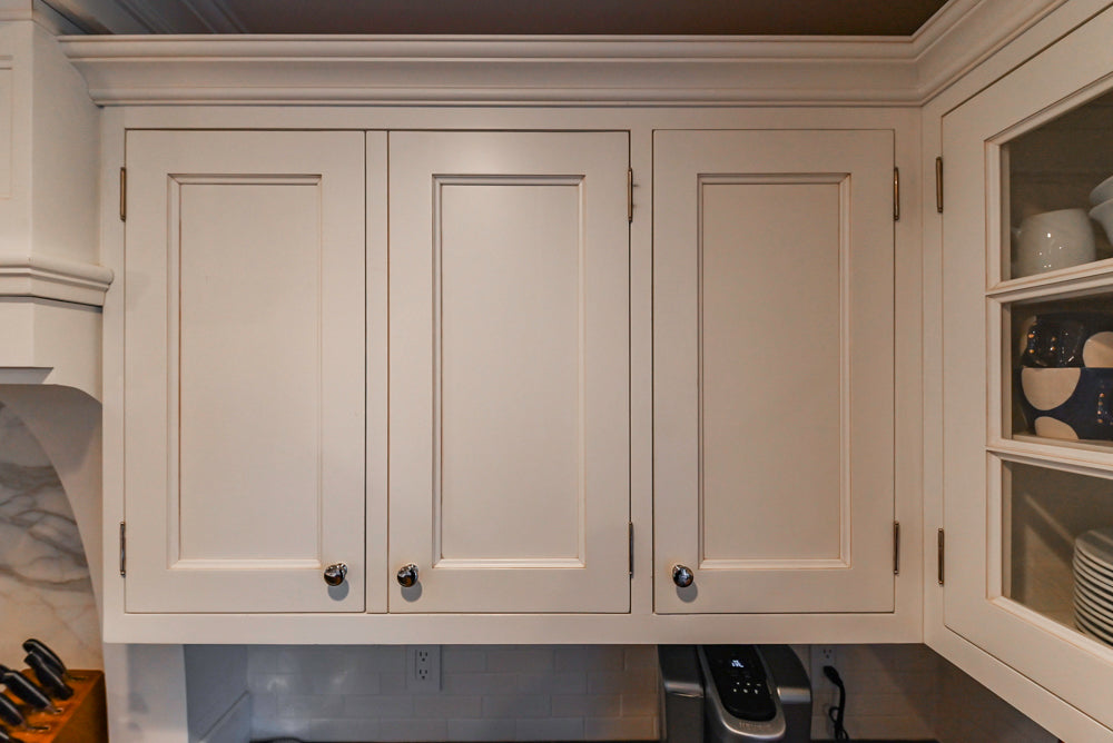 Traditional White Kitchen with Marble Top Island, Desk Area & Luxe Appliances